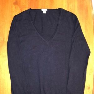 J Crew 100% Cotton sweater V neck navy long sleeve